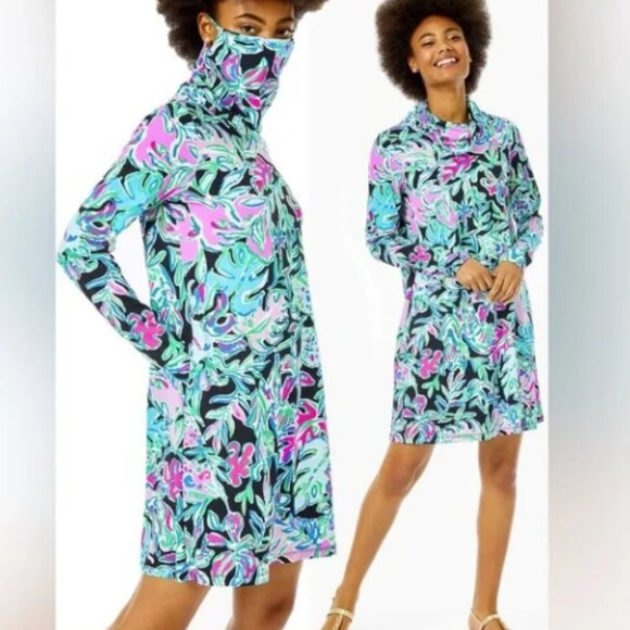 Lilly Pulitzer UPF 50+ Chilly Lilly Lilshield Dress in Onyx Lets Get Wild NWT - Picture 1 of 9